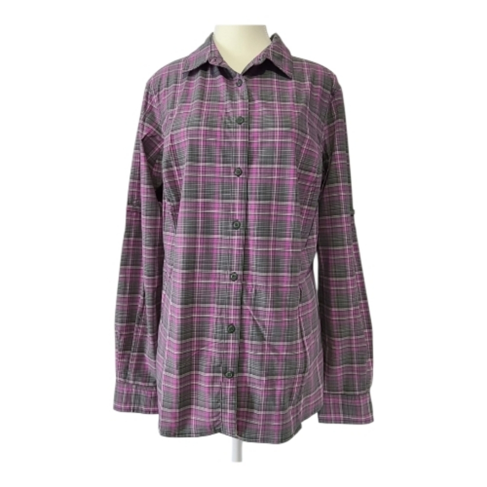 Duluth Trading Co. sidewinder plaid button-down long sleeve shirt Sz L (Ptp 22")
